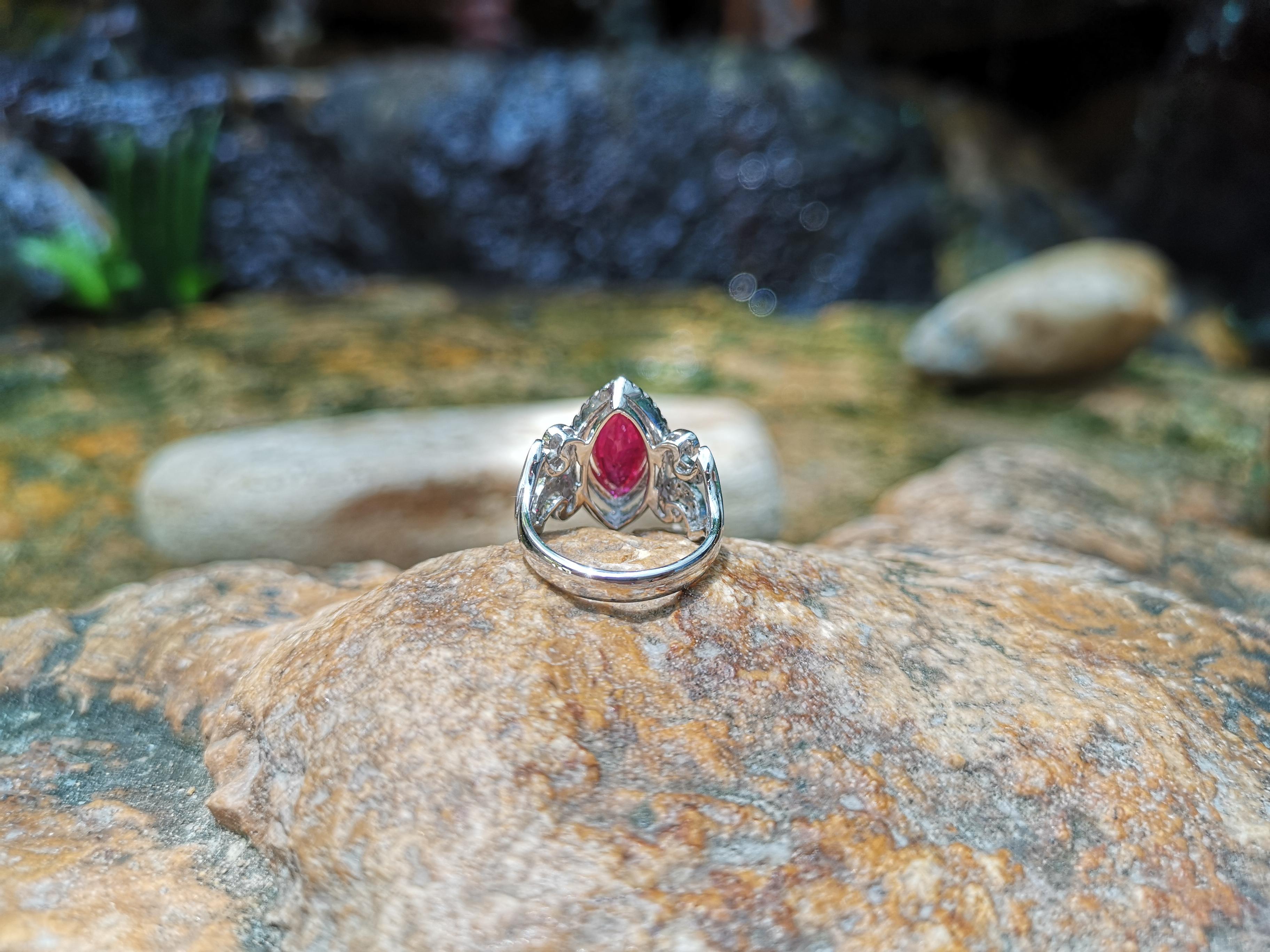 Ruby with Diamond Ring Set in 18 Karat White Gold Setting For Sale 4