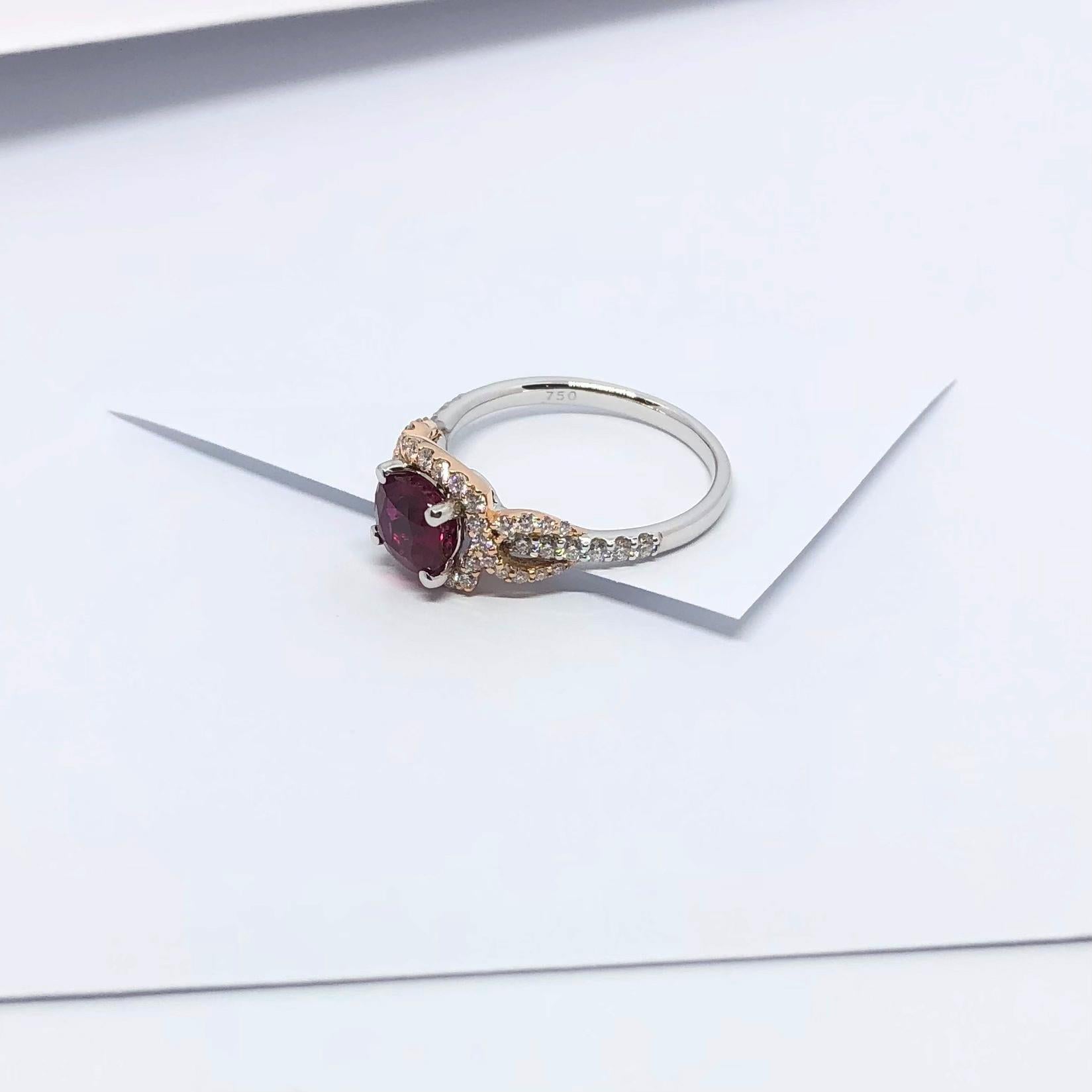 Ruby with Diamond  Ring Set in 18 Karat White Gold Setting For Sale 7