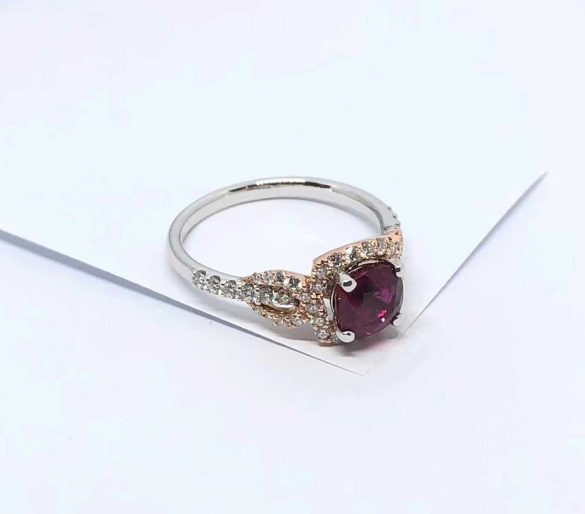 Ruby with Diamond  Ring Set in 18 Karat White Gold Setting For Sale 8