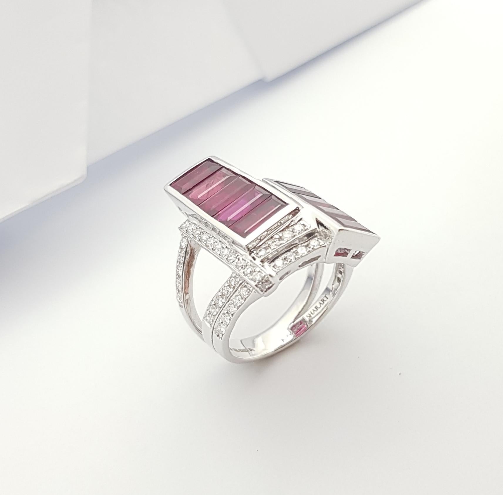 Ruby with Diamond Ring Set in 18 Karat White Gold Setting For Sale 8