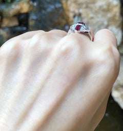 Ruby with Diamond Ring Set in 18 Karat White Gold Setting