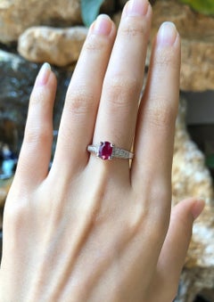 Ruby with Diamond Ring Set in 18 Karat White Gold Setting