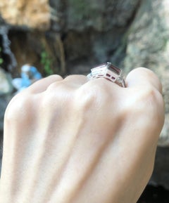 Ruby with Diamond Ring Set in 18 Karat White Gold Setting