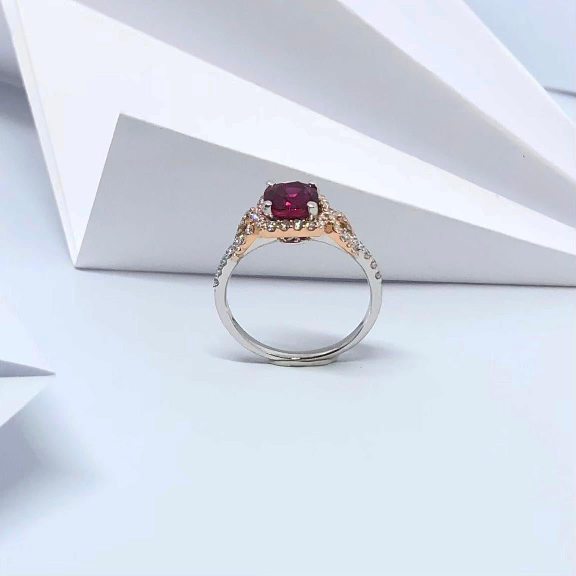 Ruby with Diamond  Ring Set in 18 Karat White Gold Setting For Sale 2
