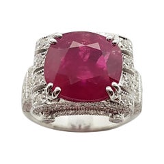 Ruby with Diamond Ring Set in 18 Karat White Gold Setting
