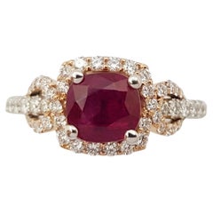 Ruby with Diamond  Ring Set in 18 Karat White Gold Setting