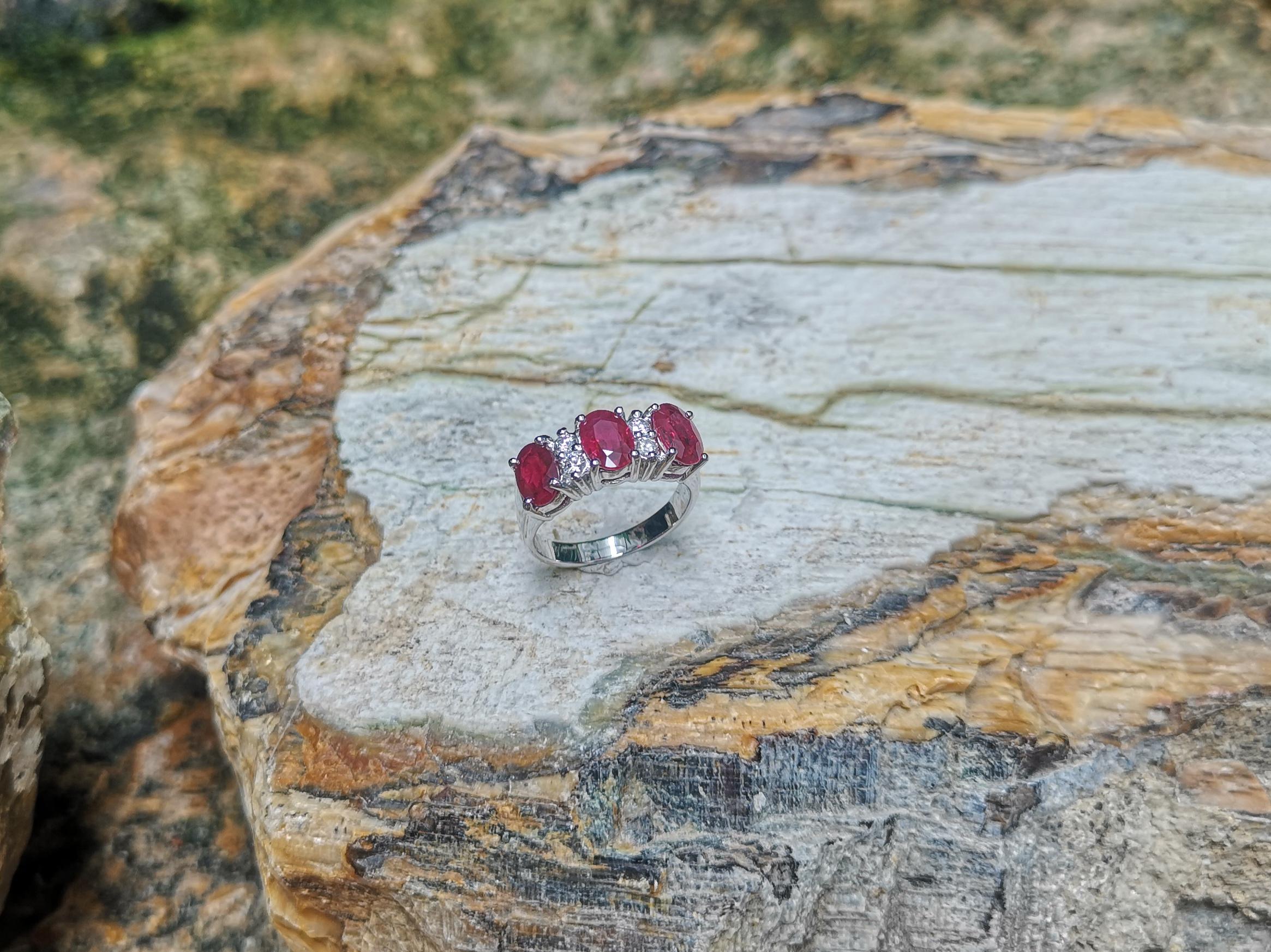 Ruby with Diamond Ring set in 18 Karat White Gold Settings For Sale 1