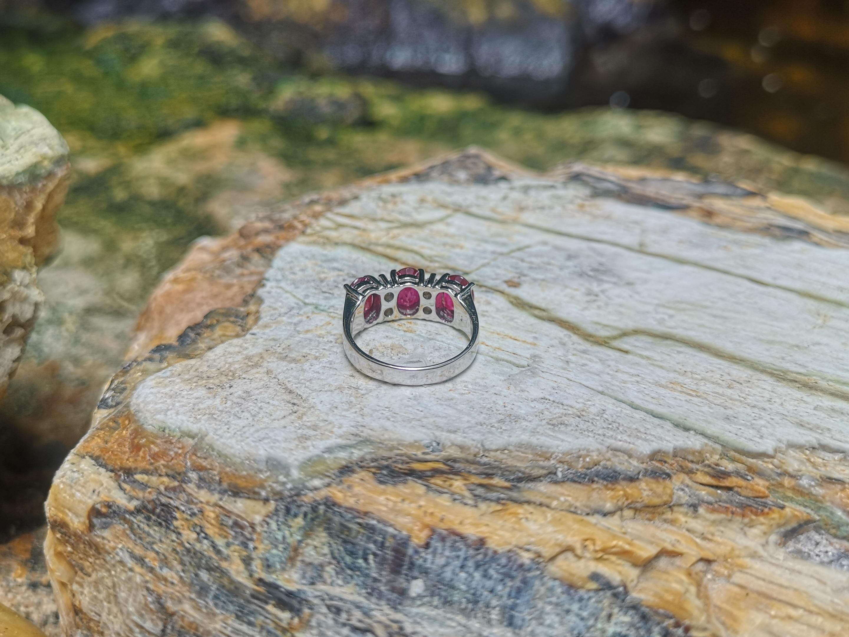 Ruby with Diamond Ring set in 18 Karat White Gold Settings For Sale 2