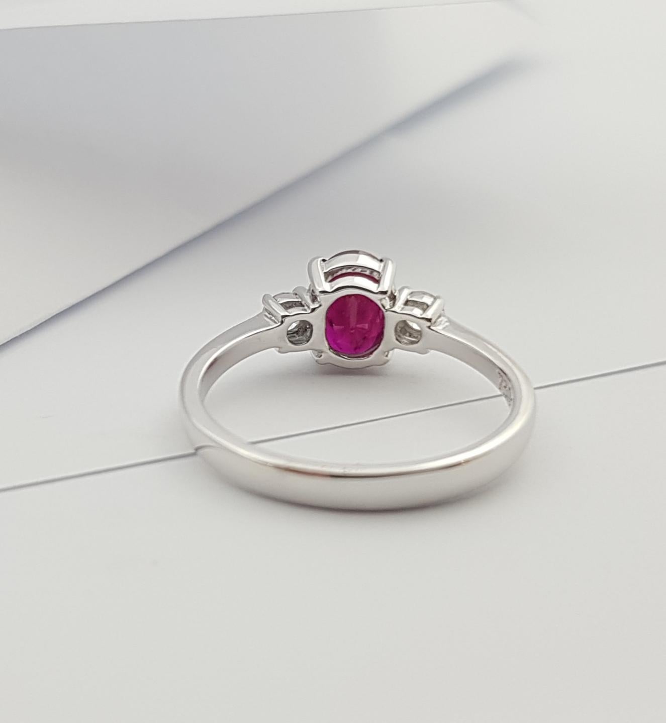 Ruby with Diamond Ring Set in 18 Karat White Gold Settings For Sale 6
