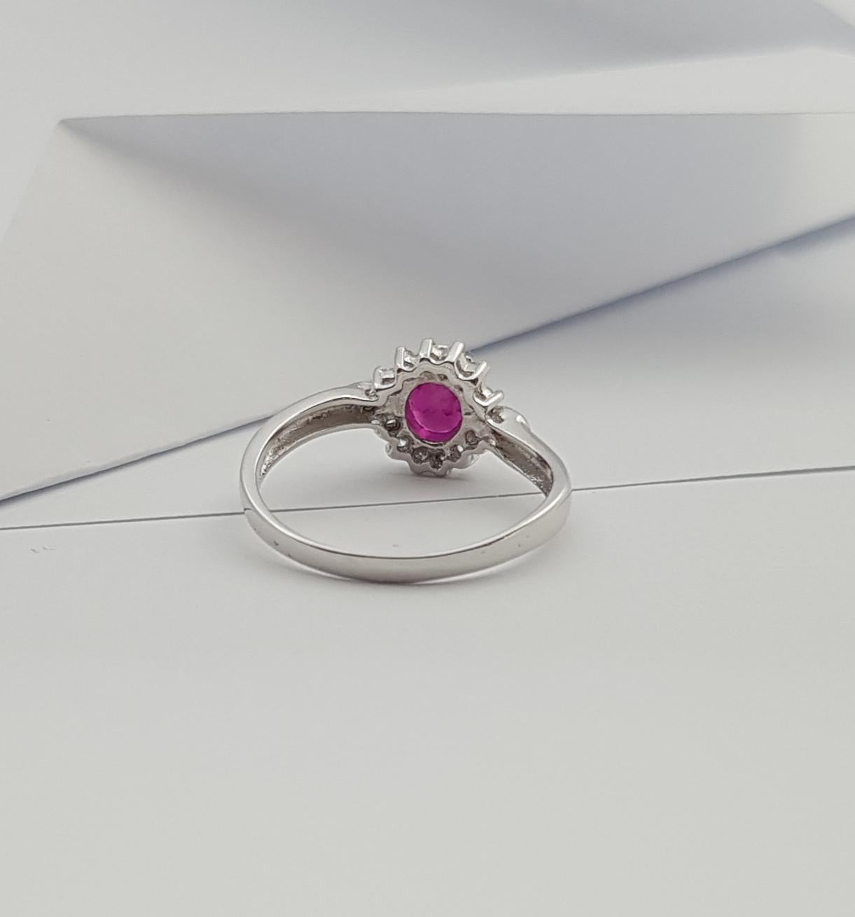 Ruby with Diamond Ring Set in 18 Karat White Gold Settings For Sale 6