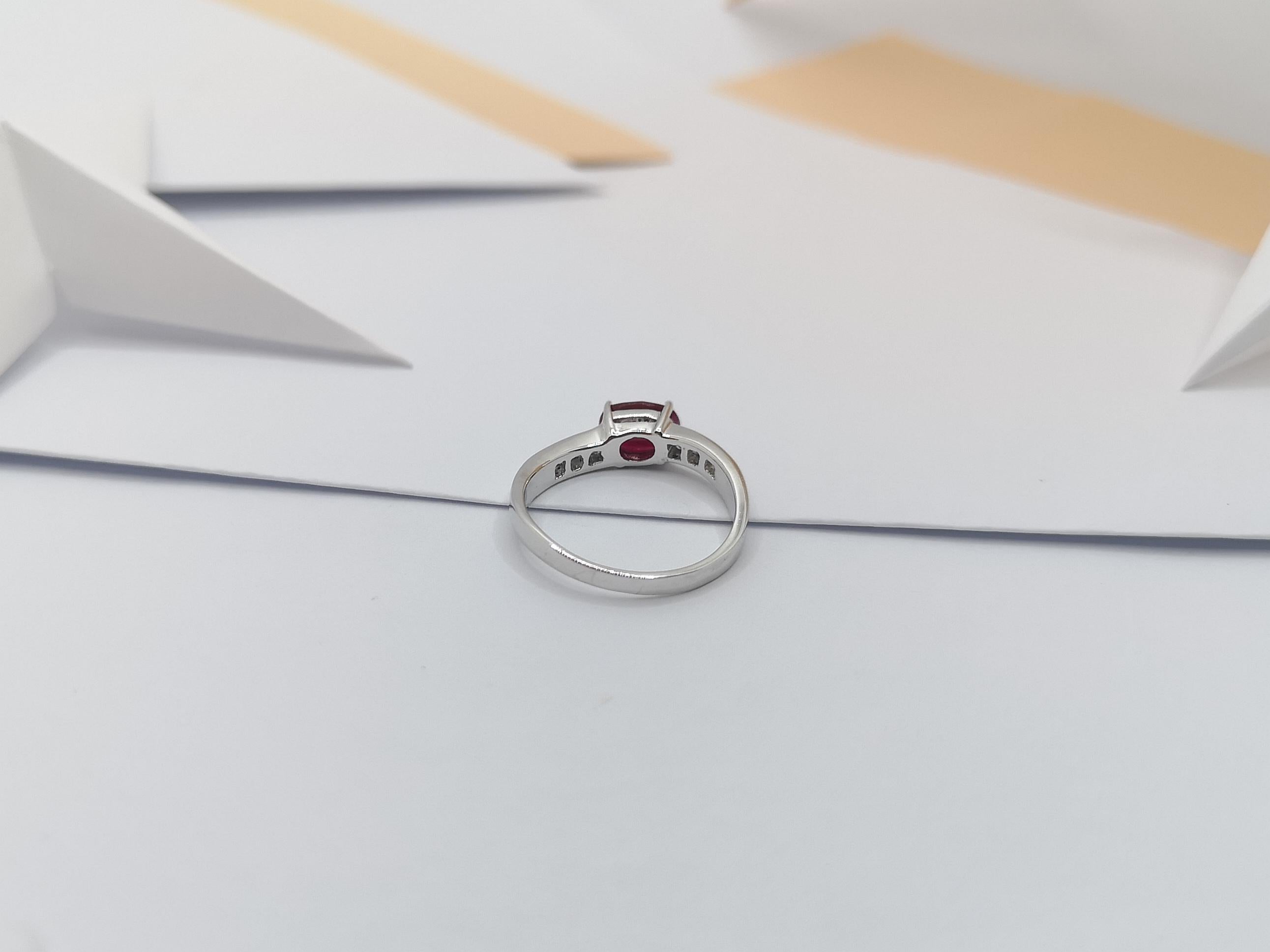 Ruby with Diamond Ring Set in 18 Karat White Gold Settings For Sale 9