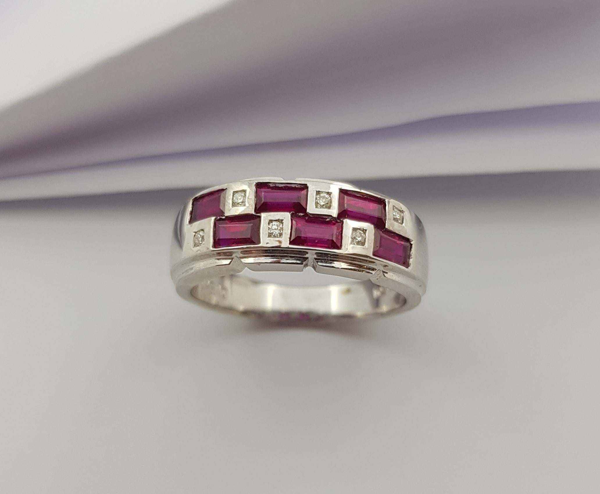 Ruby  with Diamond Ring set in 18 Karat White Gold Settings For Sale 5
