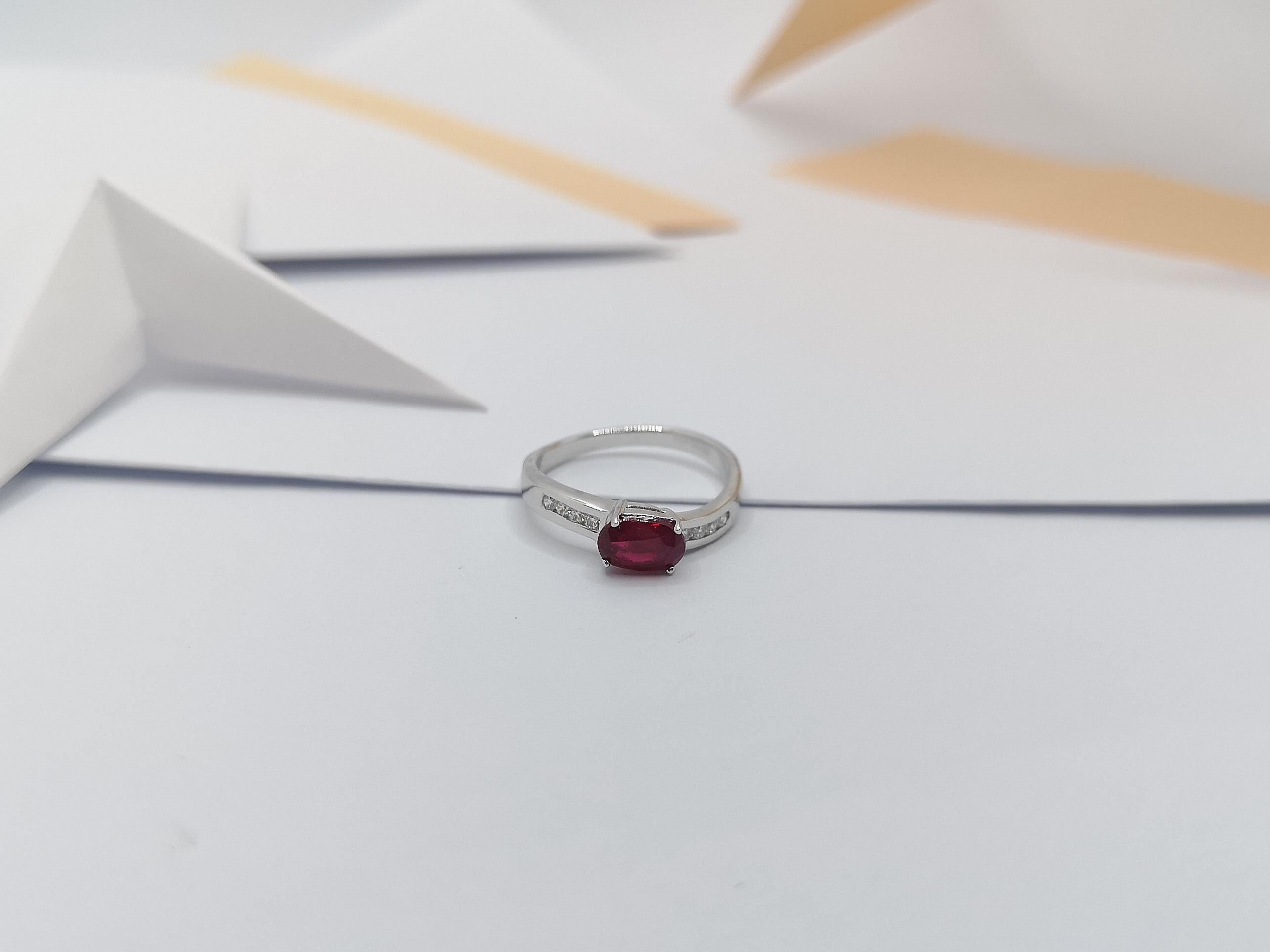 Ruby with Diamond Ring Set in 18 Karat White Gold Settings For Sale 10