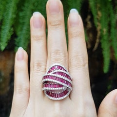 Ruby with Diamond Ring Set in 18 Karat White Gold Settings