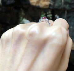 Ruby with Diamond Ring Set in 18 Karat White Gold Settings