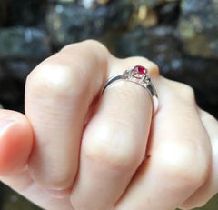 Ruby with Diamond Ring Set in 18 Karat White Gold Settings