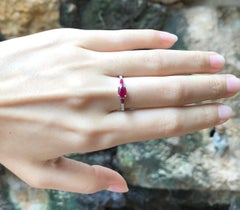 Ruby with Diamond Ring Set in 18 Karat White Gold Settings