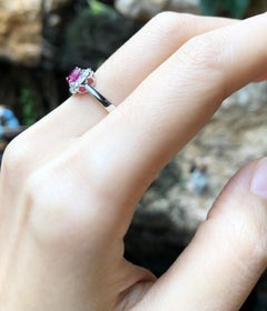 Ruby with Diamond Ring Set in 18 Karat White Gold Settings
