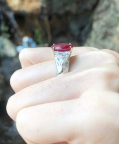 Ruby with Diamond Ring set in 18 Karat White Gold Settings