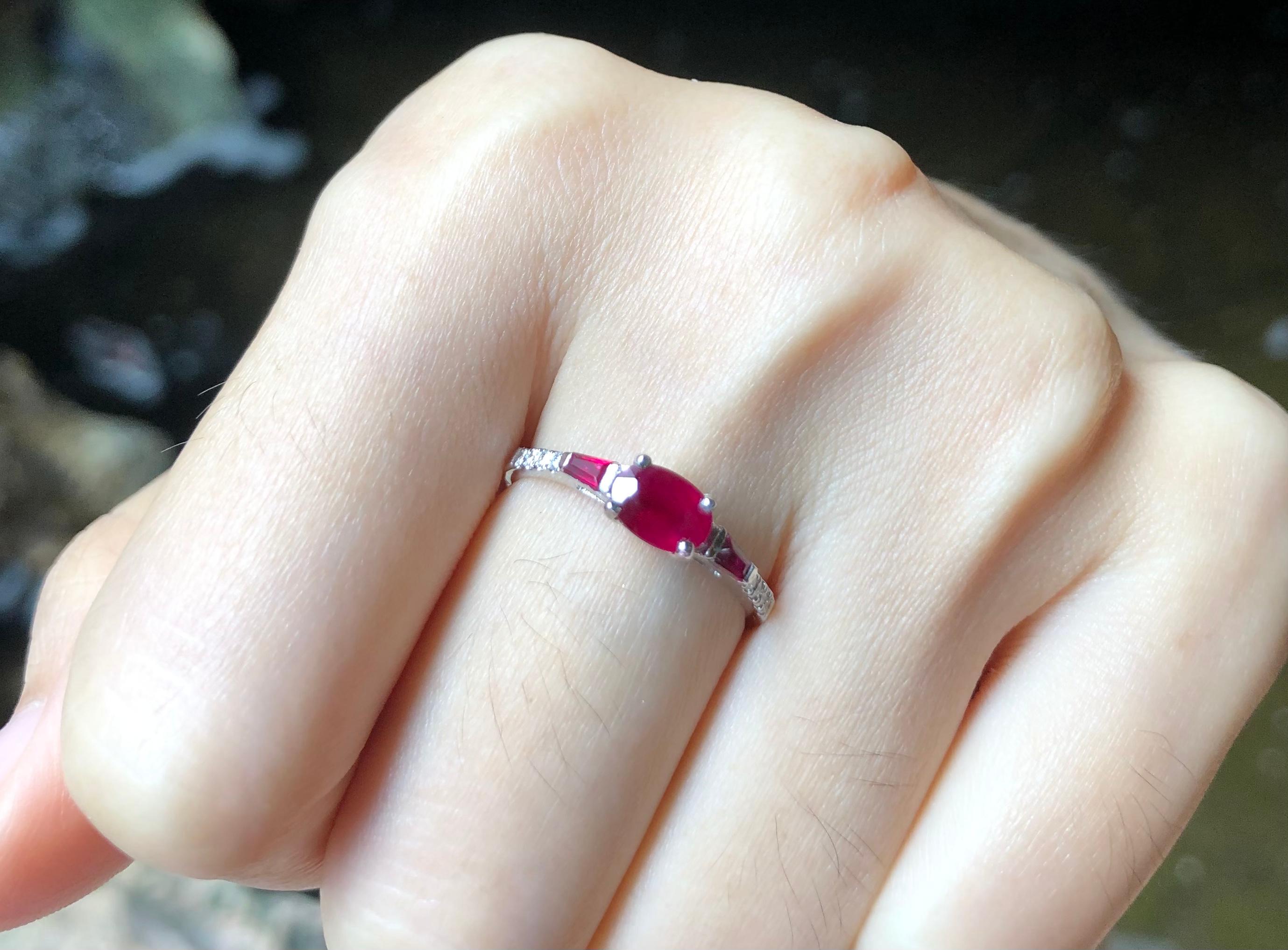 Ruby with Diamond Ring Set in 18 Karat White Gold Settings For Sale 1