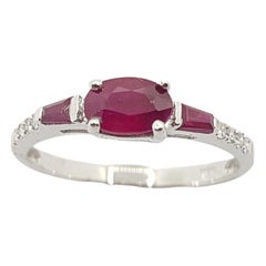 Ruby with Diamond Ring Set in 18 Karat White Gold Settings