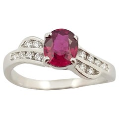 Ruby with Diamond Ring Set in 18 Karat White Gold Settings For Sale at ...