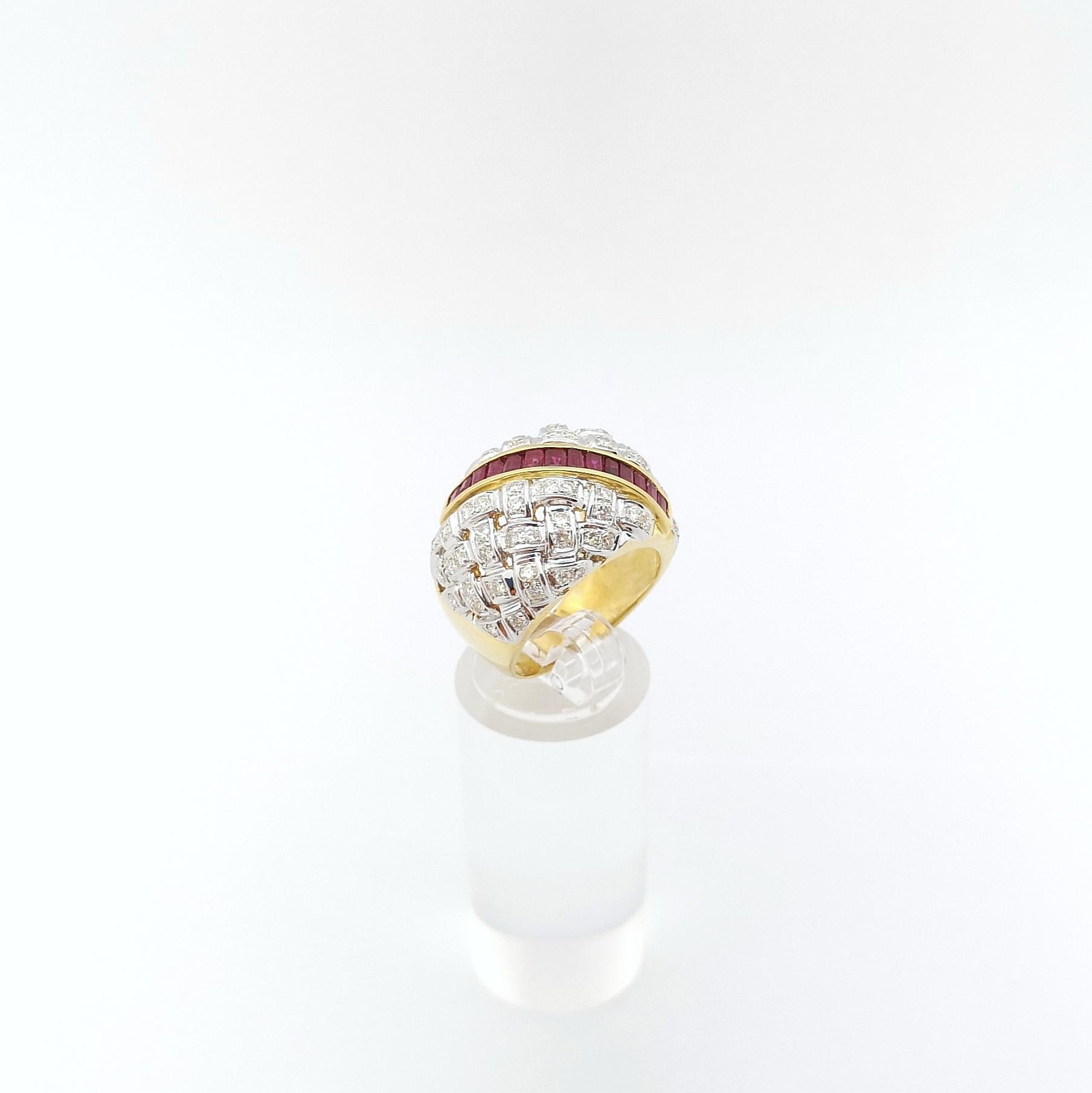 Ruby with Diamond Ring set in 18K Gold Settings For Sale 4