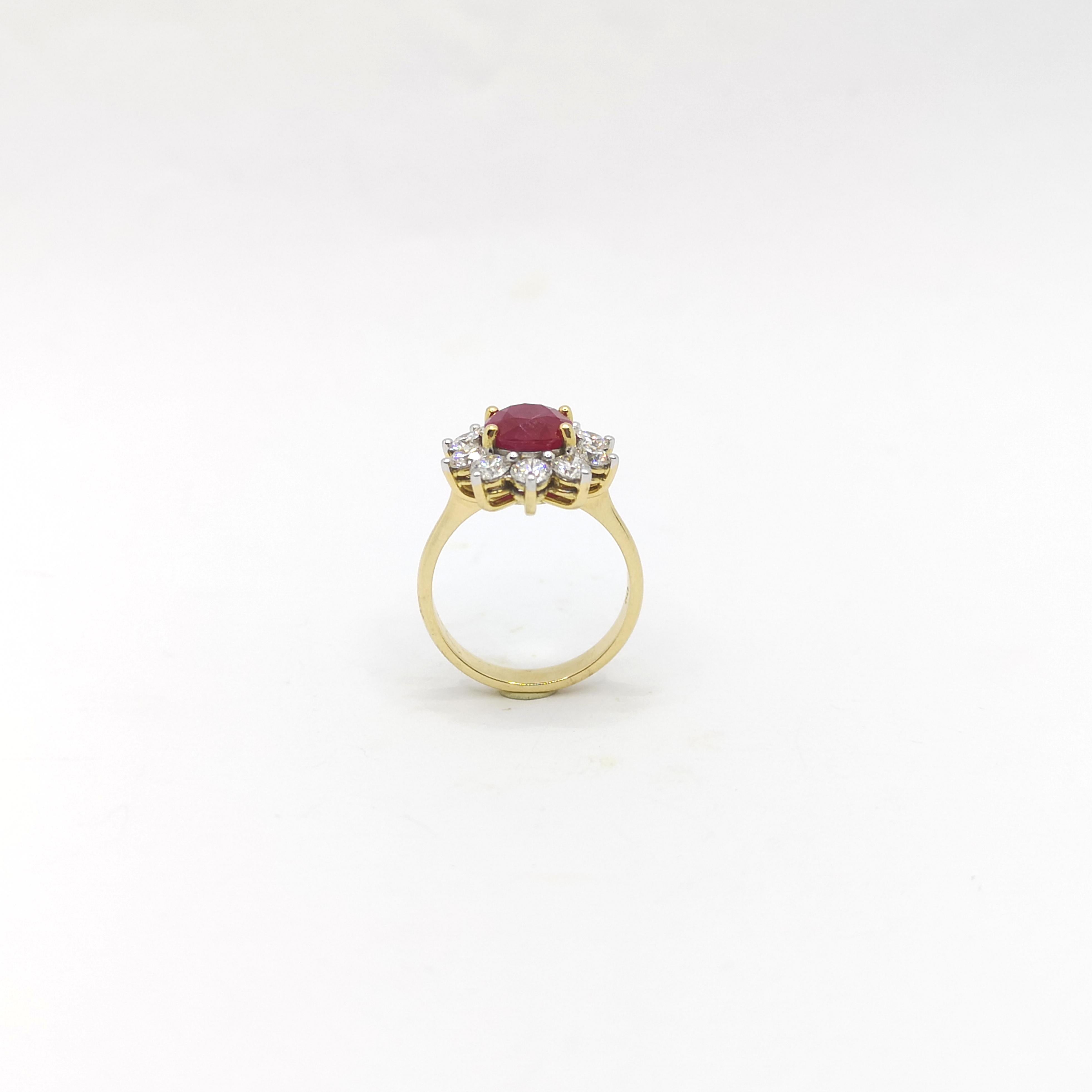 Ruby with Diamond Ring set in 18K Gold Settings For Sale 4