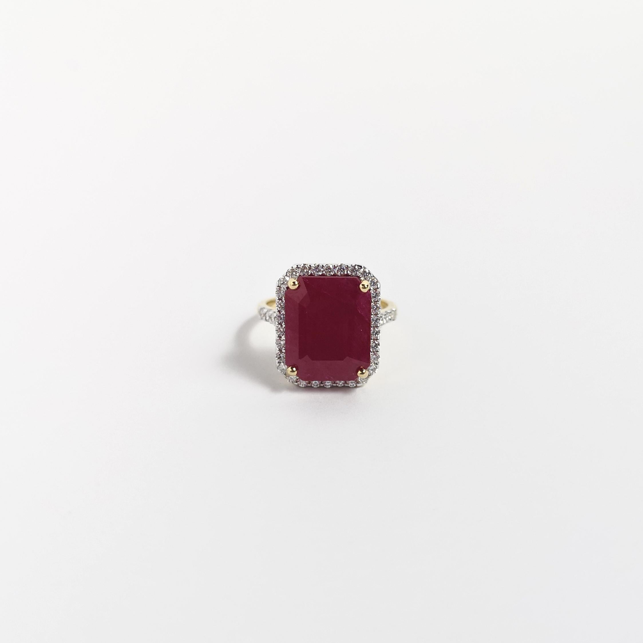 Ruby with Diamond Ring set in 18K Gold Settings For Sale 4