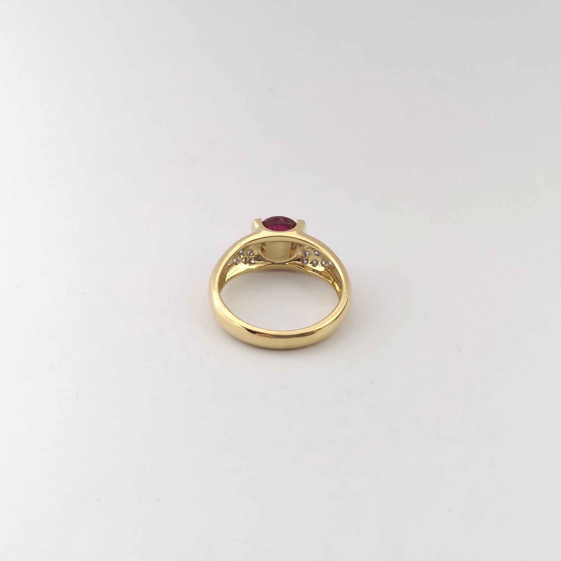 Ruby with Diamond Ring set in 18K Gold Settings For Sale 4