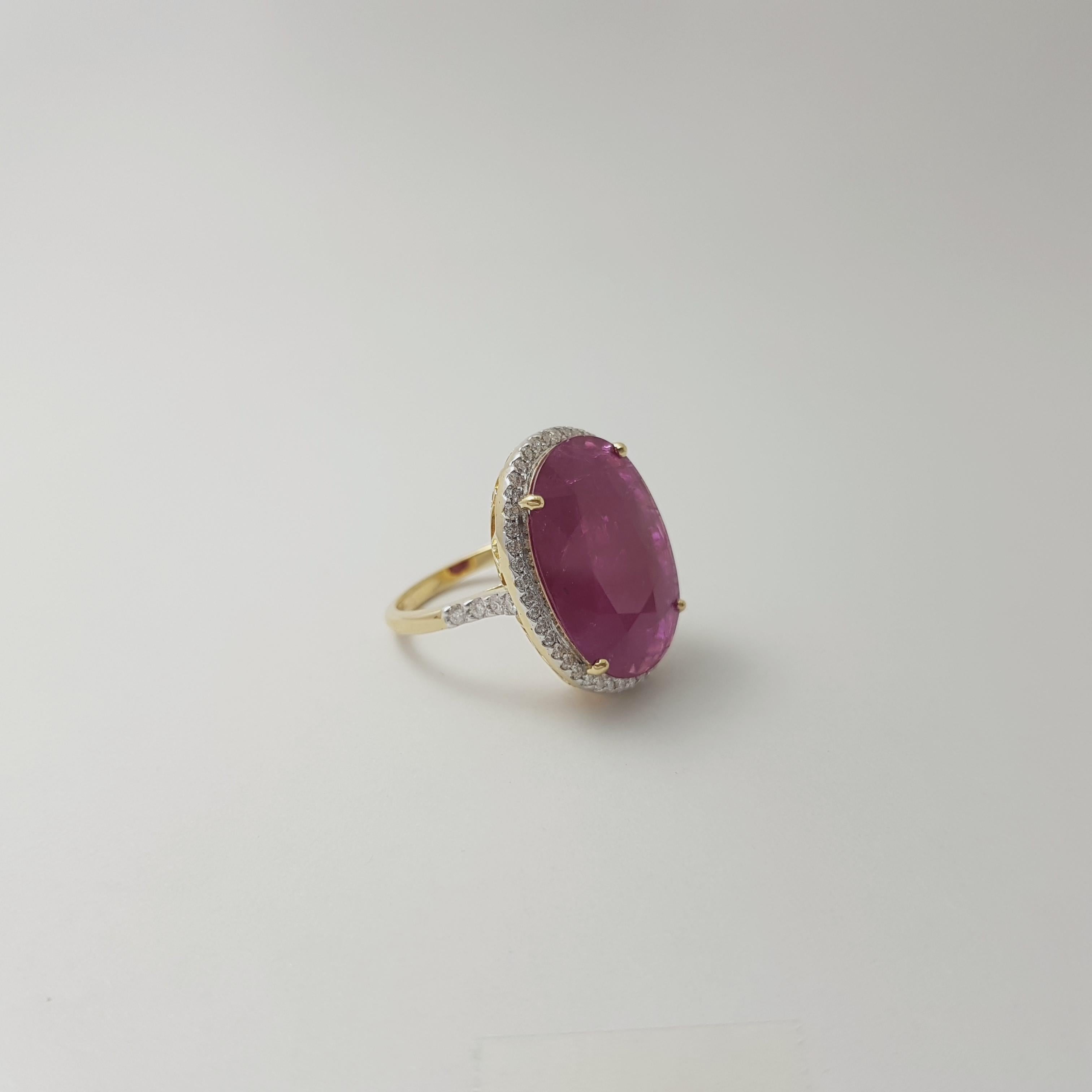 Ruby with Diamond Ring set in 18K Gold Settings For Sale 4