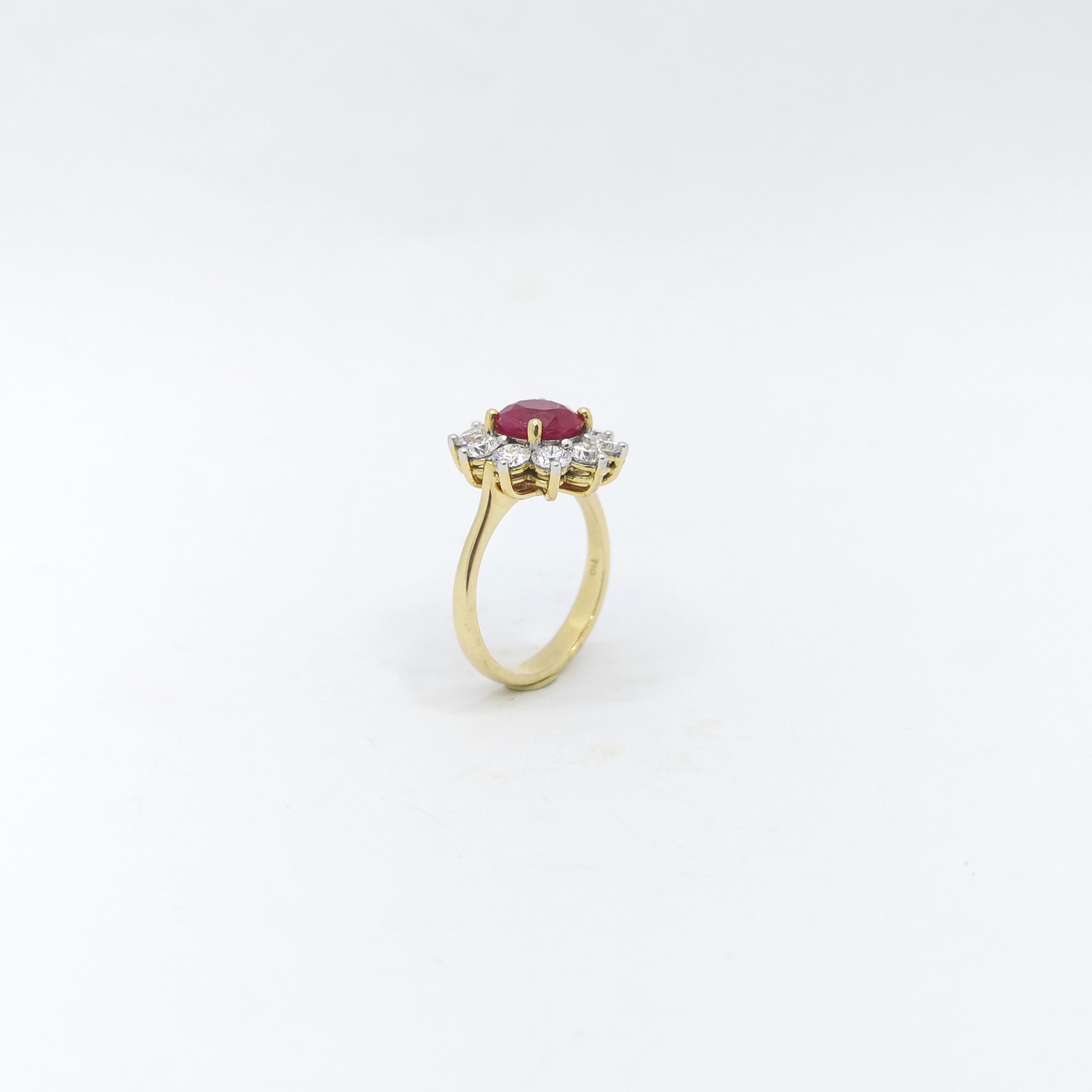Ruby with Diamond Ring set in 18K Gold Settings For Sale 5