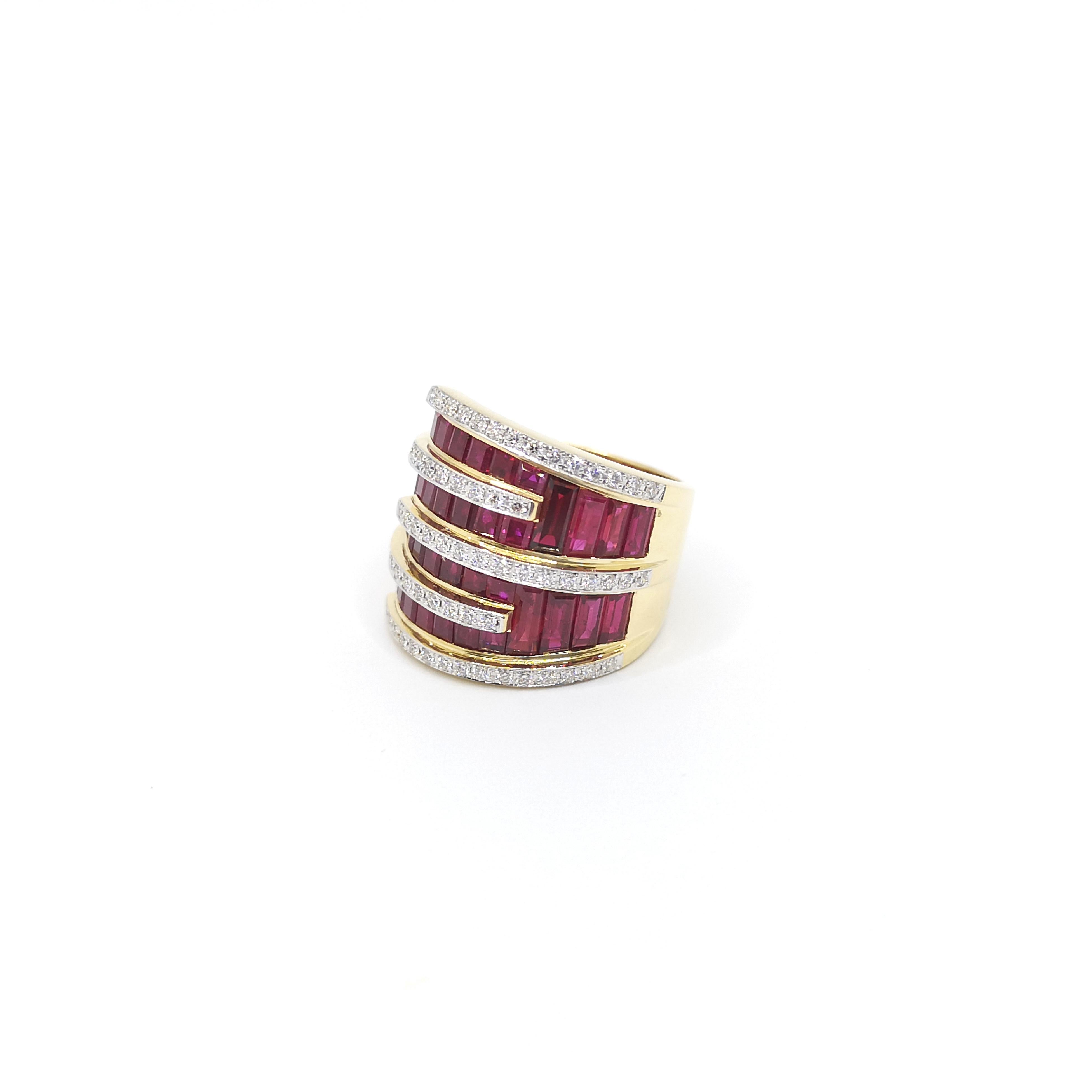 Rubin-Ring mit Diamanten in 18 Karat Gold gefasst im Angebot 5