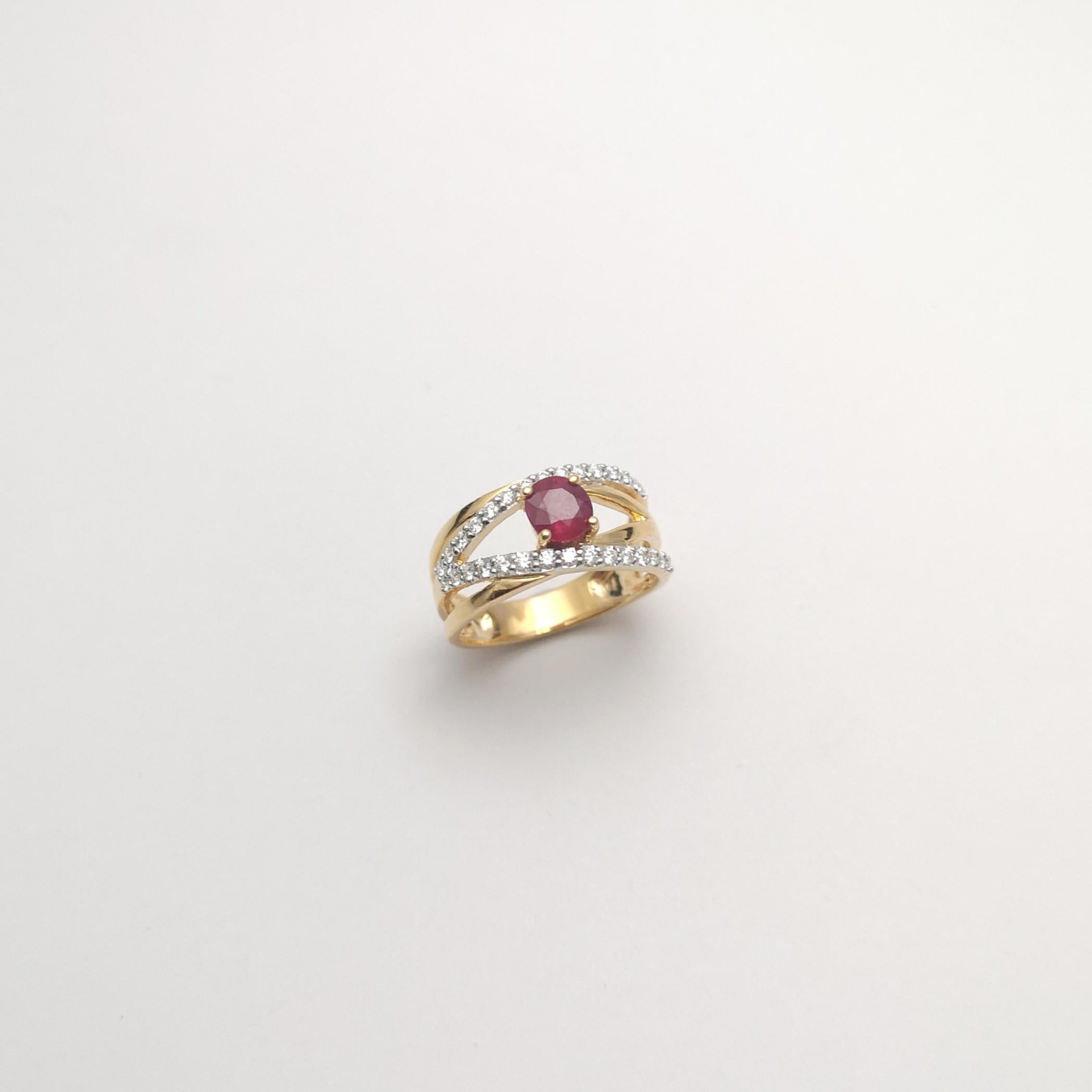 Rubin-Ring mit Diamanten in 18 Karat Gold gefasst im Angebot 5