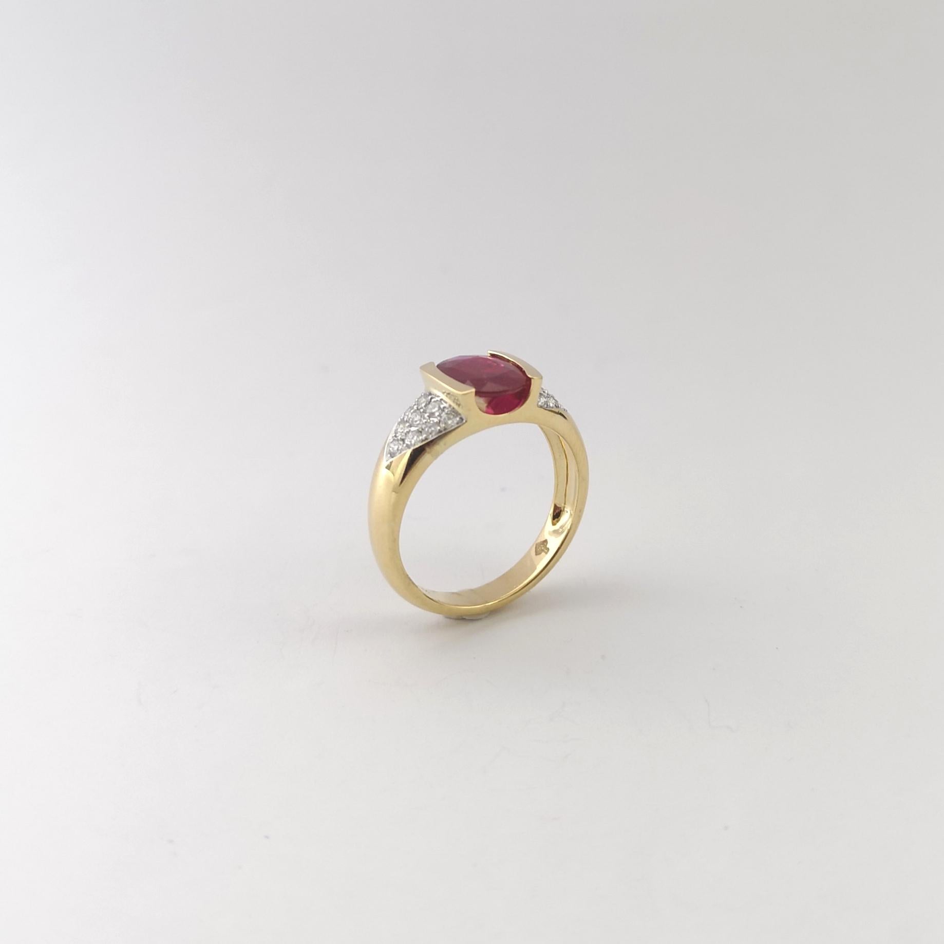 Ruby with Diamond Ring set in 18K Gold Settings For Sale 5