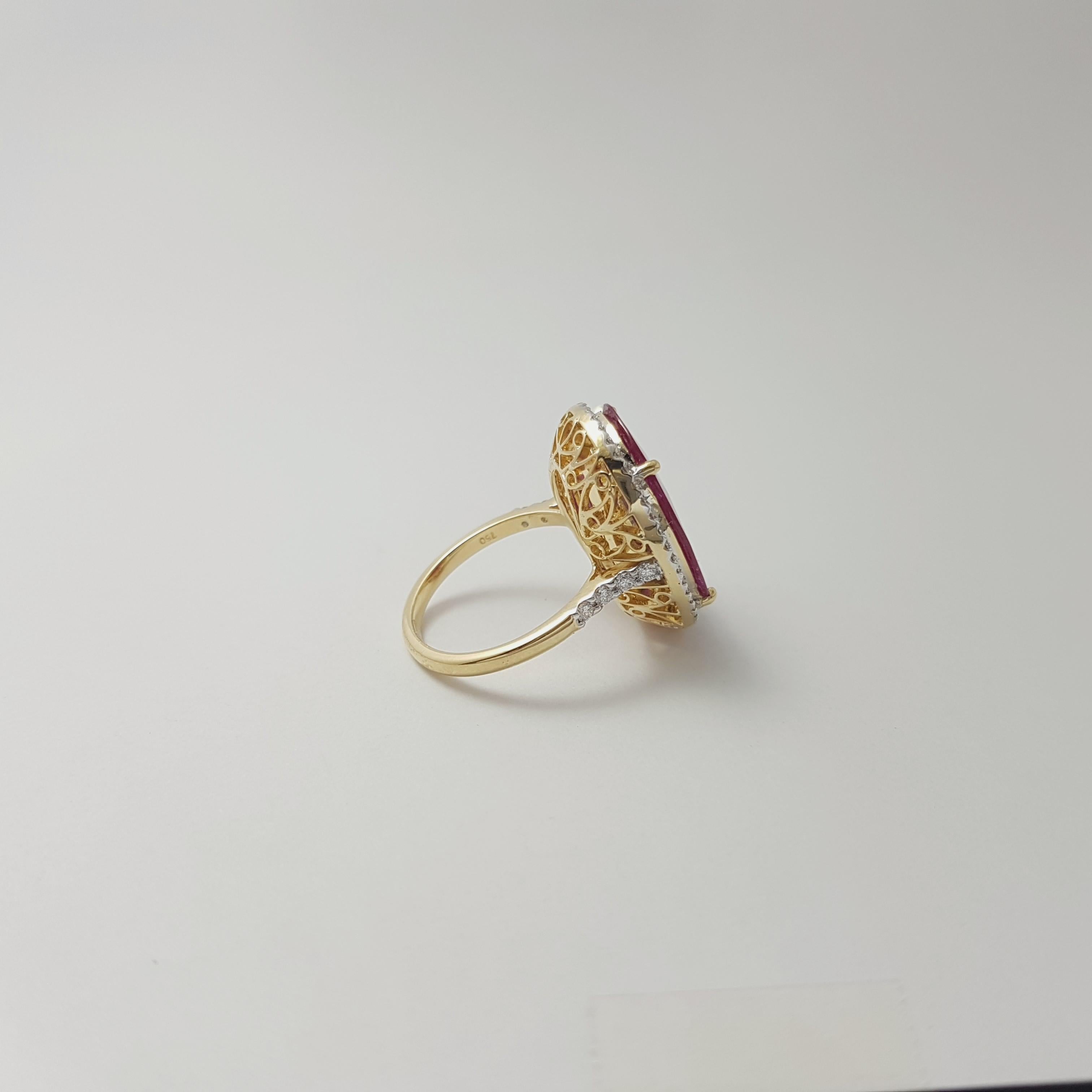 Ruby with Diamond Ring set in 18K Gold Settings For Sale 5