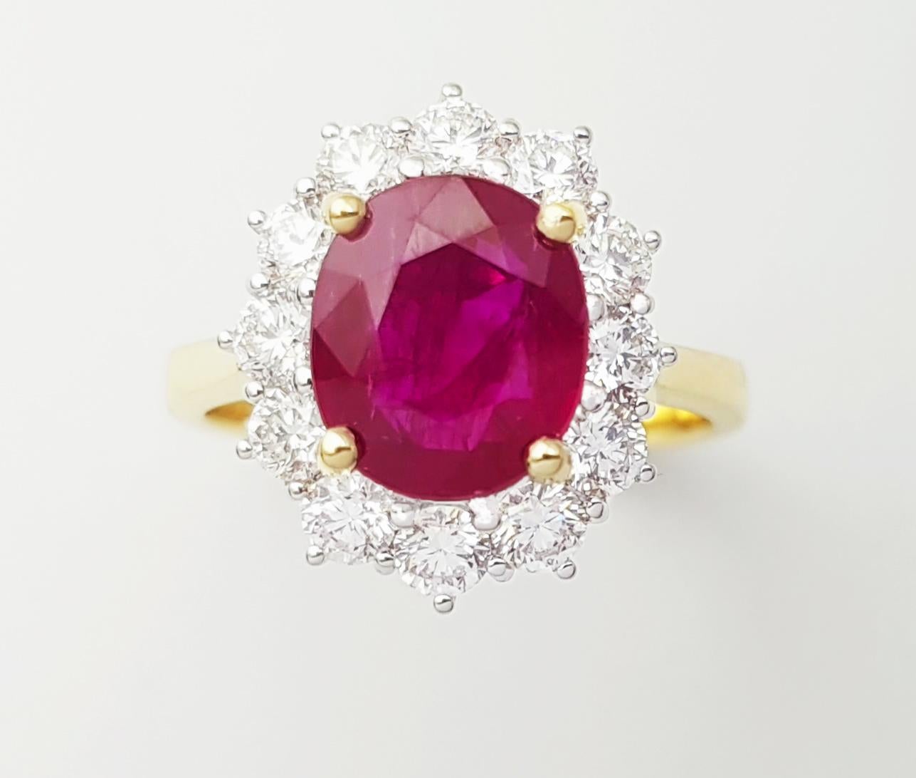 Rubin-Ring mit Diamanten in 18 Karat Gold gefasst im Angebot 5