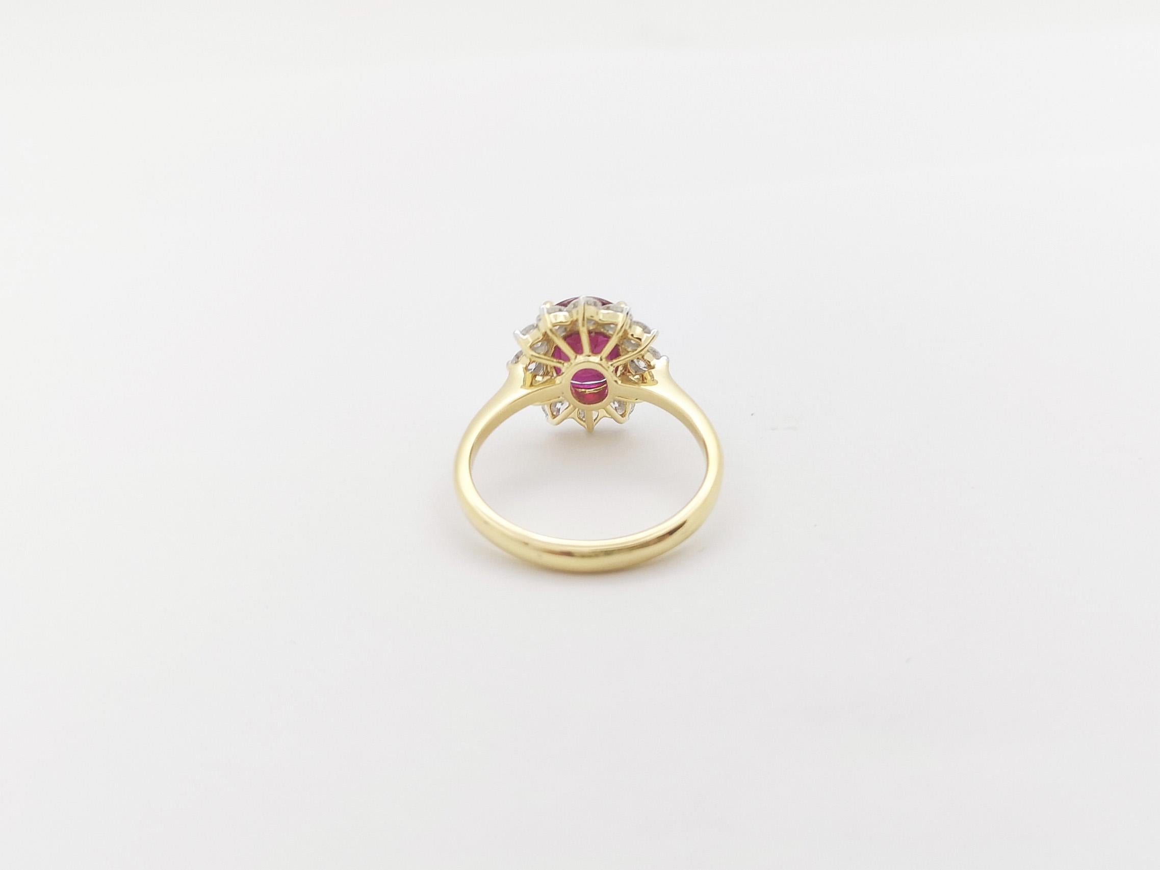 Ruby with Diamond Ring set in 18K Gold Settings For Sale 6