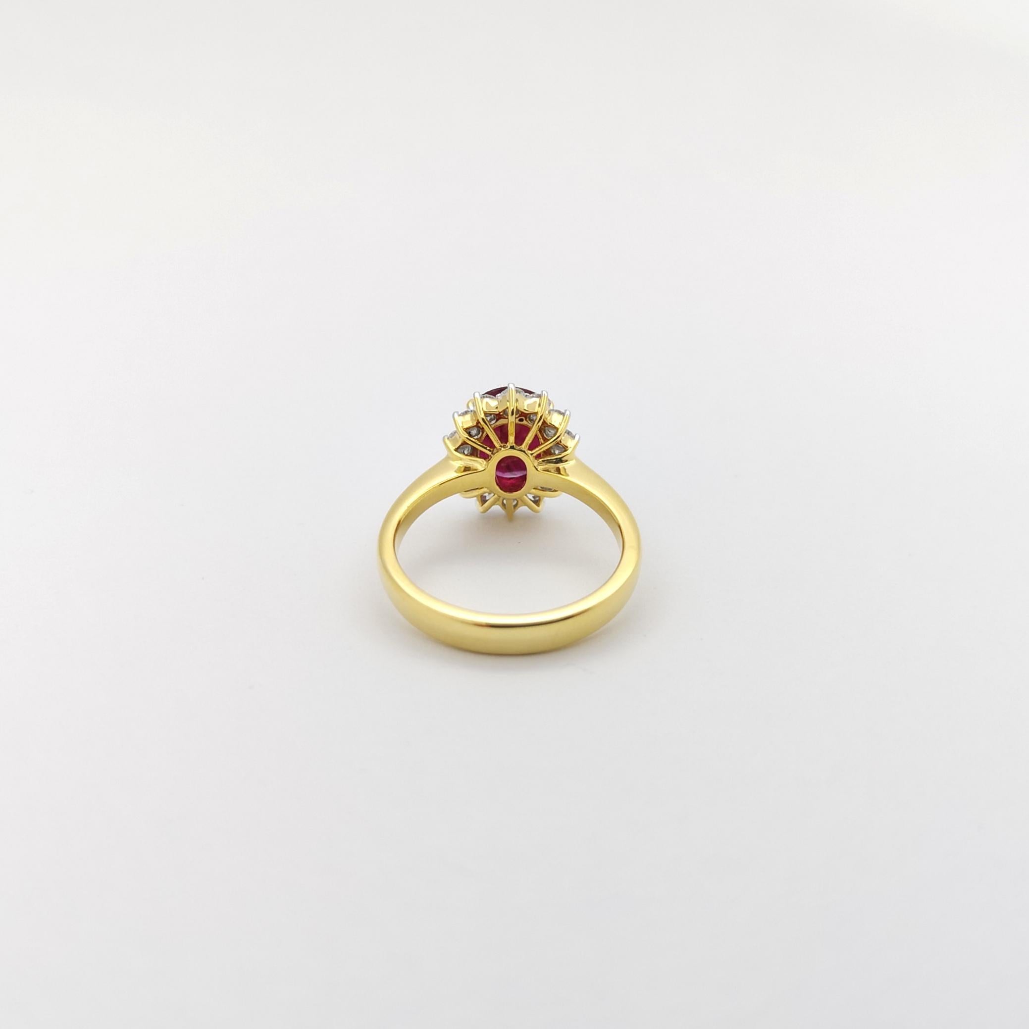 Ruby with Diamond Ring set in 18k Gold Settings For Sale 6