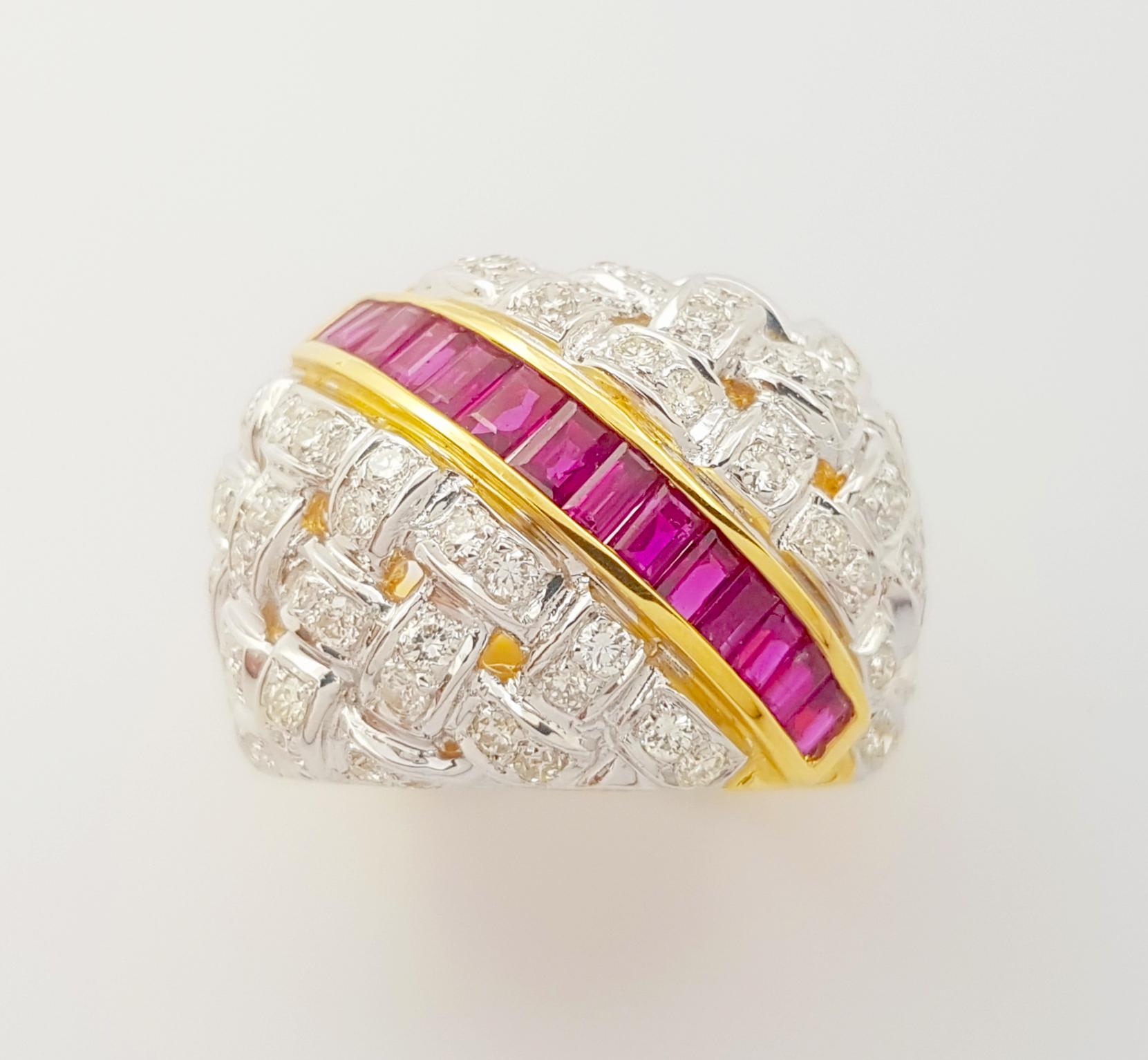 Ruby with Diamond Ring set in 18K Gold Settings For Sale 6