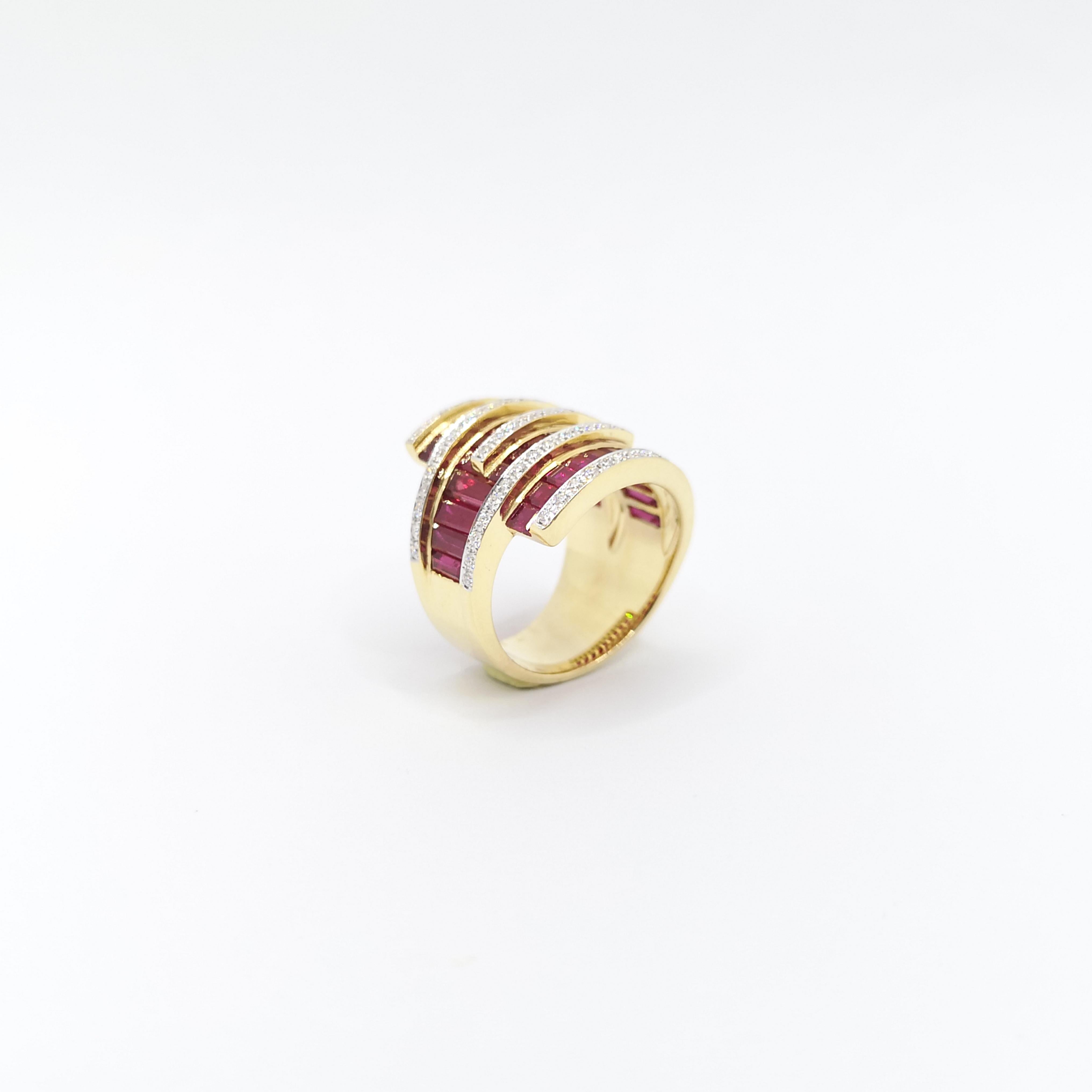 Rubin-Ring mit Diamanten in 18 Karat Gold gefasst im Angebot 6