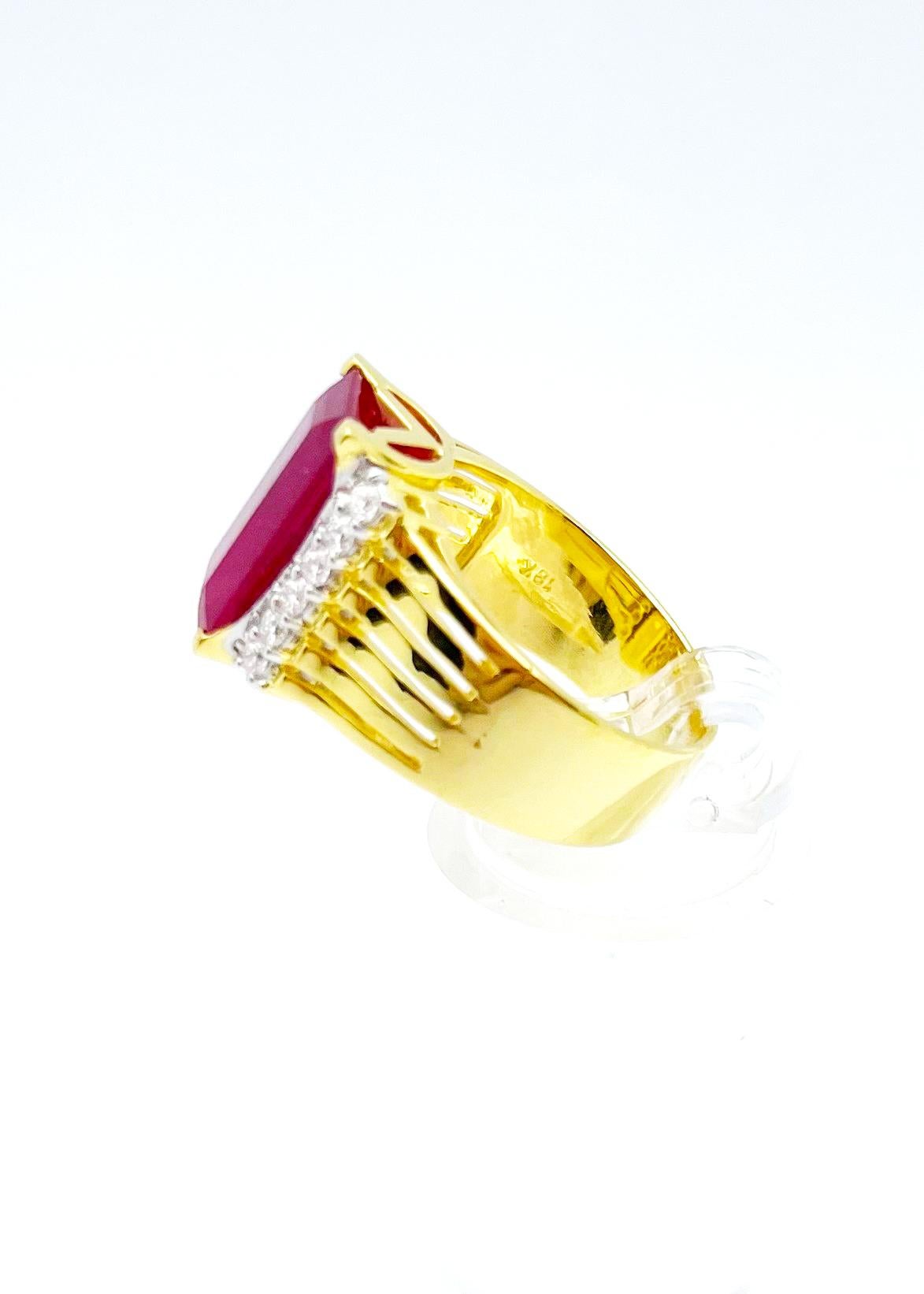 Rubin-Ring mit Diamanten in 18 Karat Gold gefasst im Angebot 6