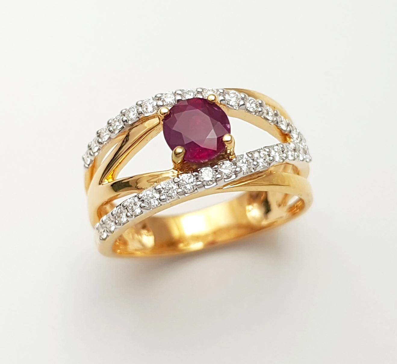 Rubin-Ring mit Diamanten in 18 Karat Gold gefasst im Angebot 6