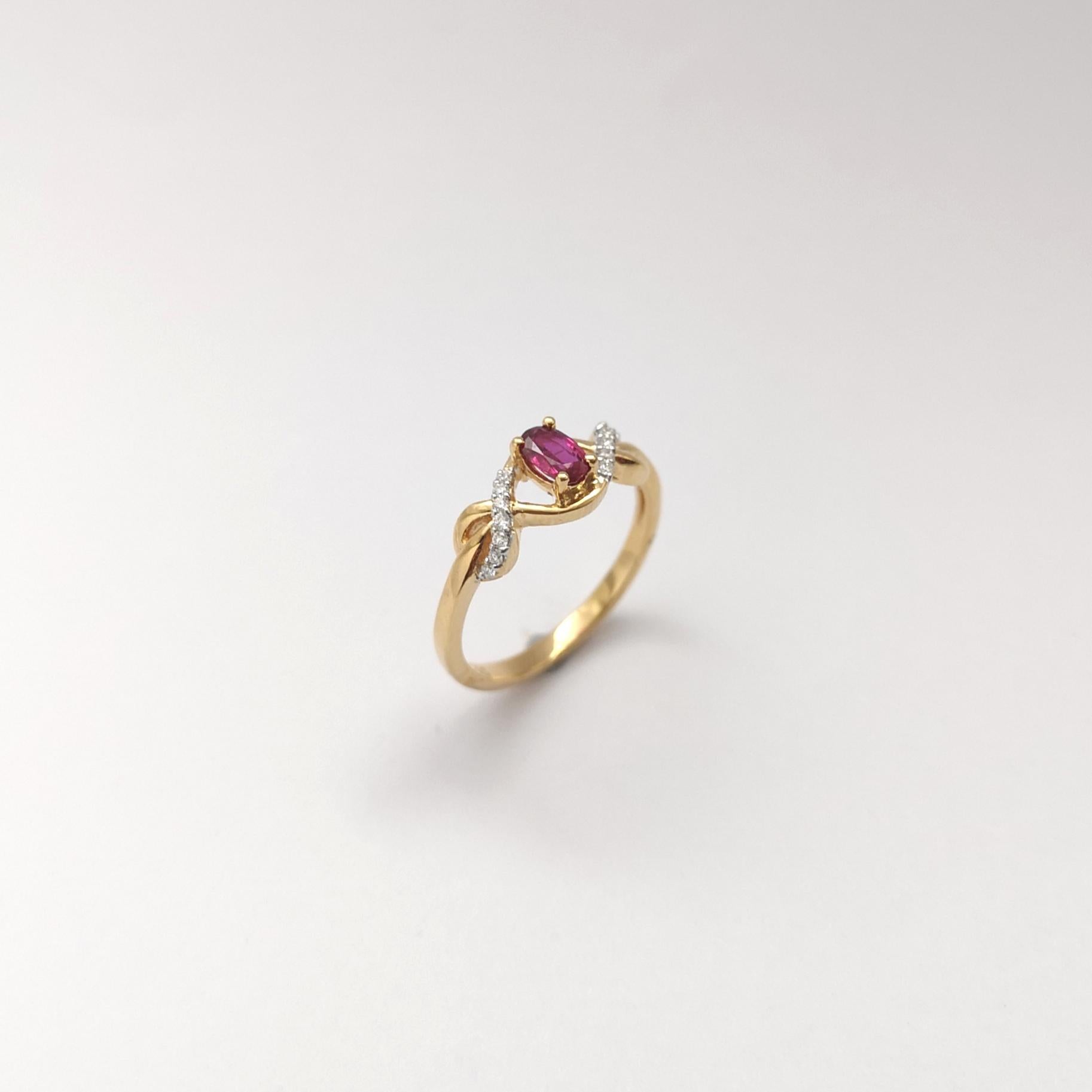 Rubin-Ring mit Diamanten in 18 Karat Gold gefasst im Angebot 6