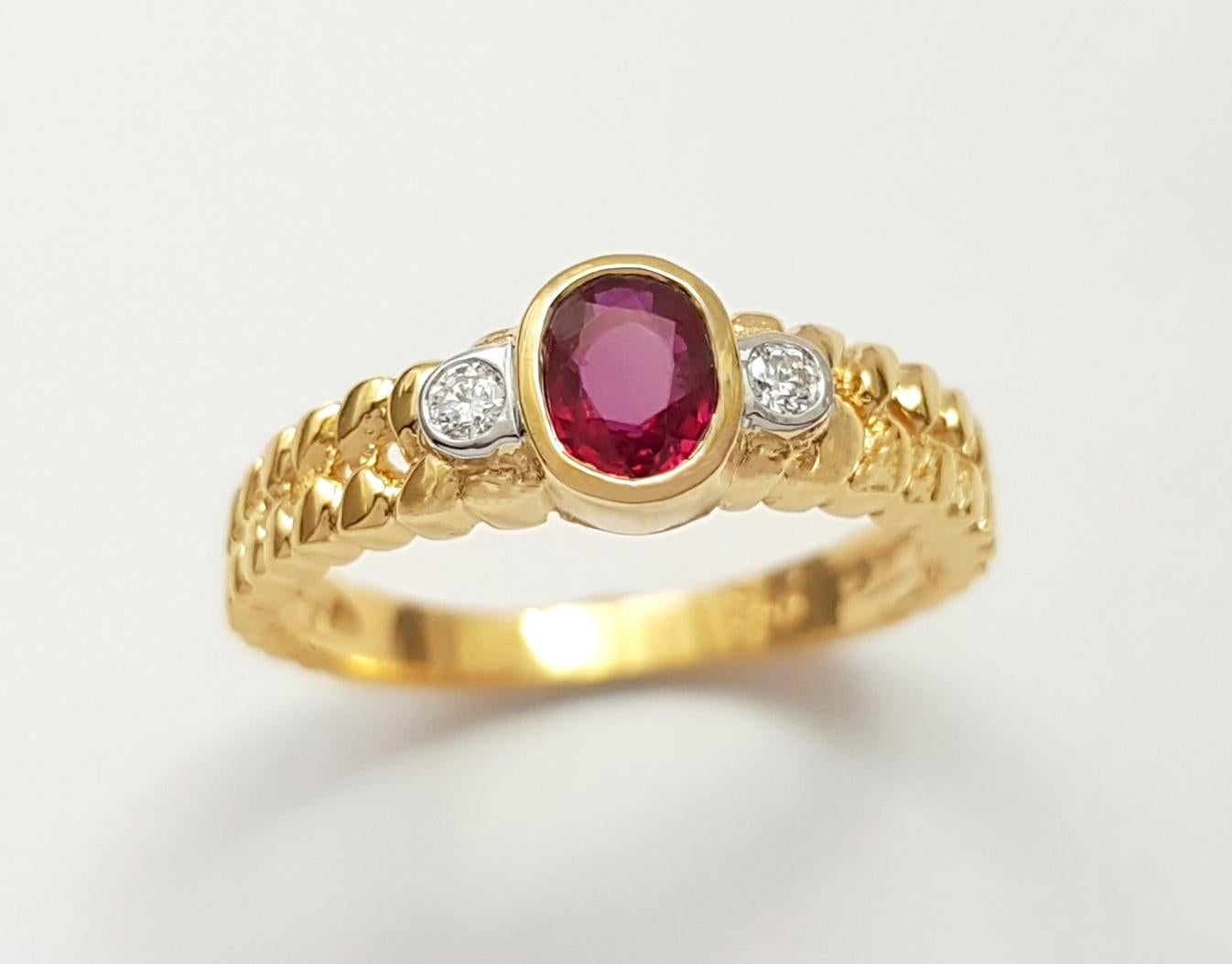 Rubin-Ring mit Diamanten in 18 Karat Gold gefasst im Angebot 6