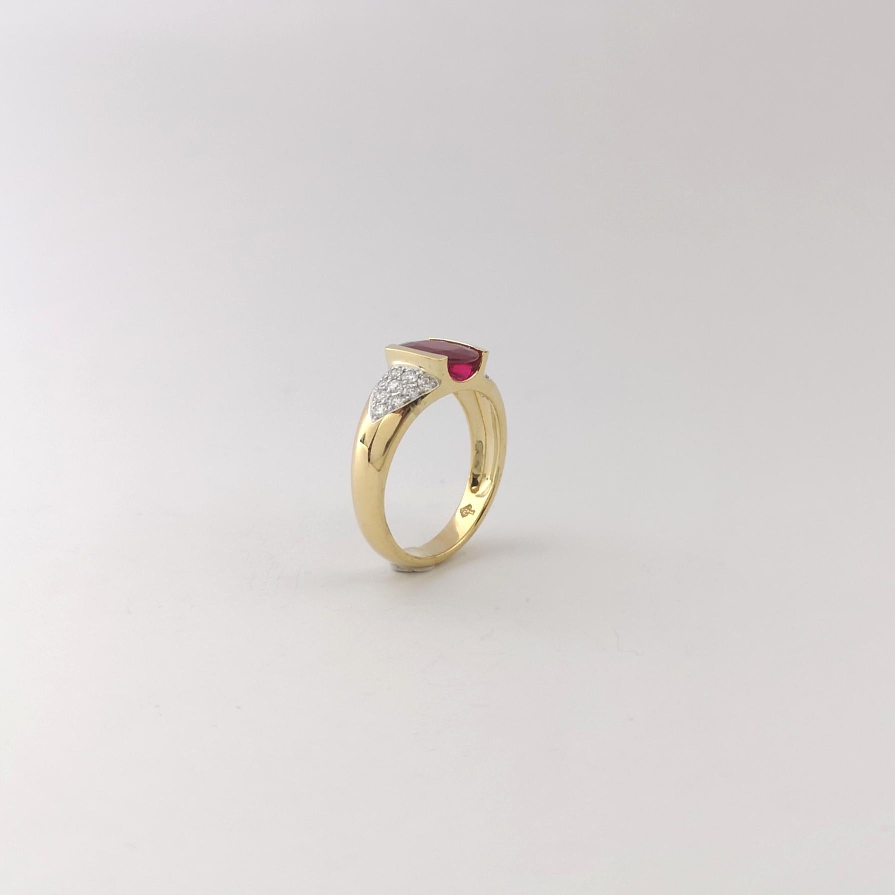 Ruby with Diamond Ring set in 18K Gold Settings For Sale 6