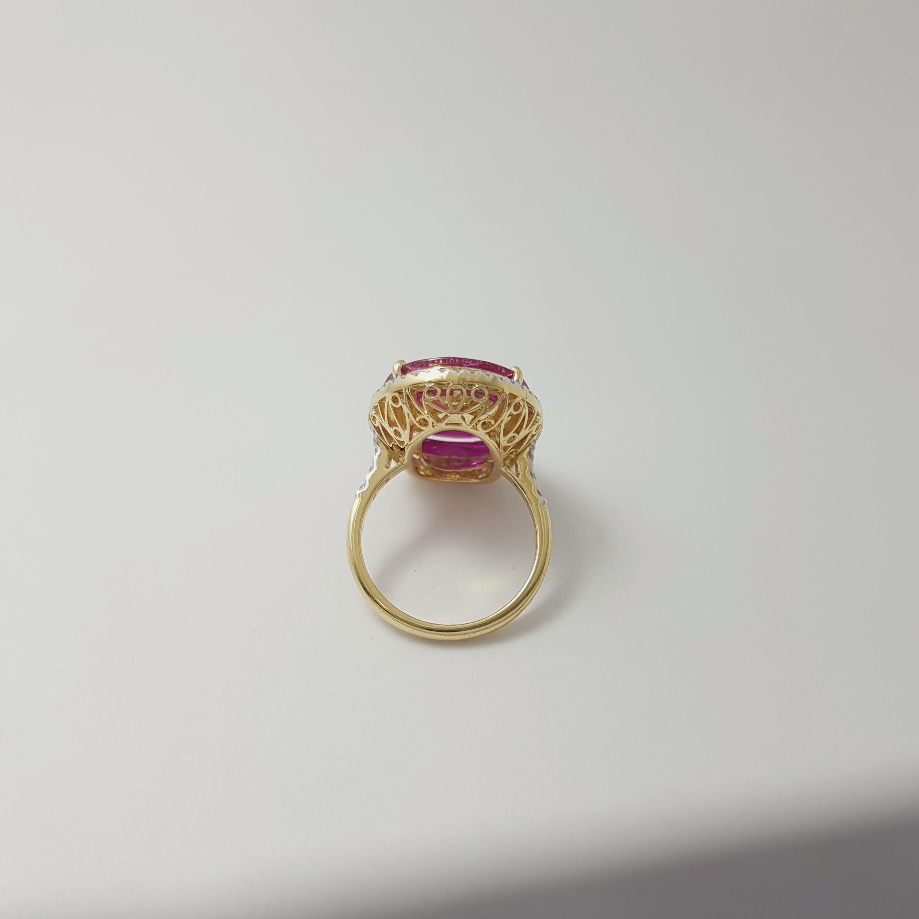 Ruby with Diamond Ring set in 18K Gold Settings For Sale 6