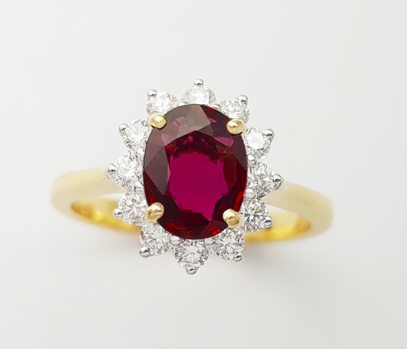 Rubin-Ring mit Diamanten in 18 Karat Gold gefasst im Angebot 6