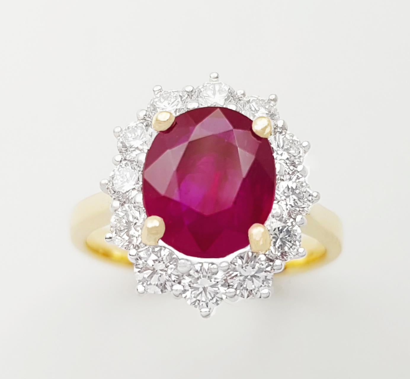 Rubin-Ring mit Diamanten in 18 Karat Gold gefasst im Angebot 6