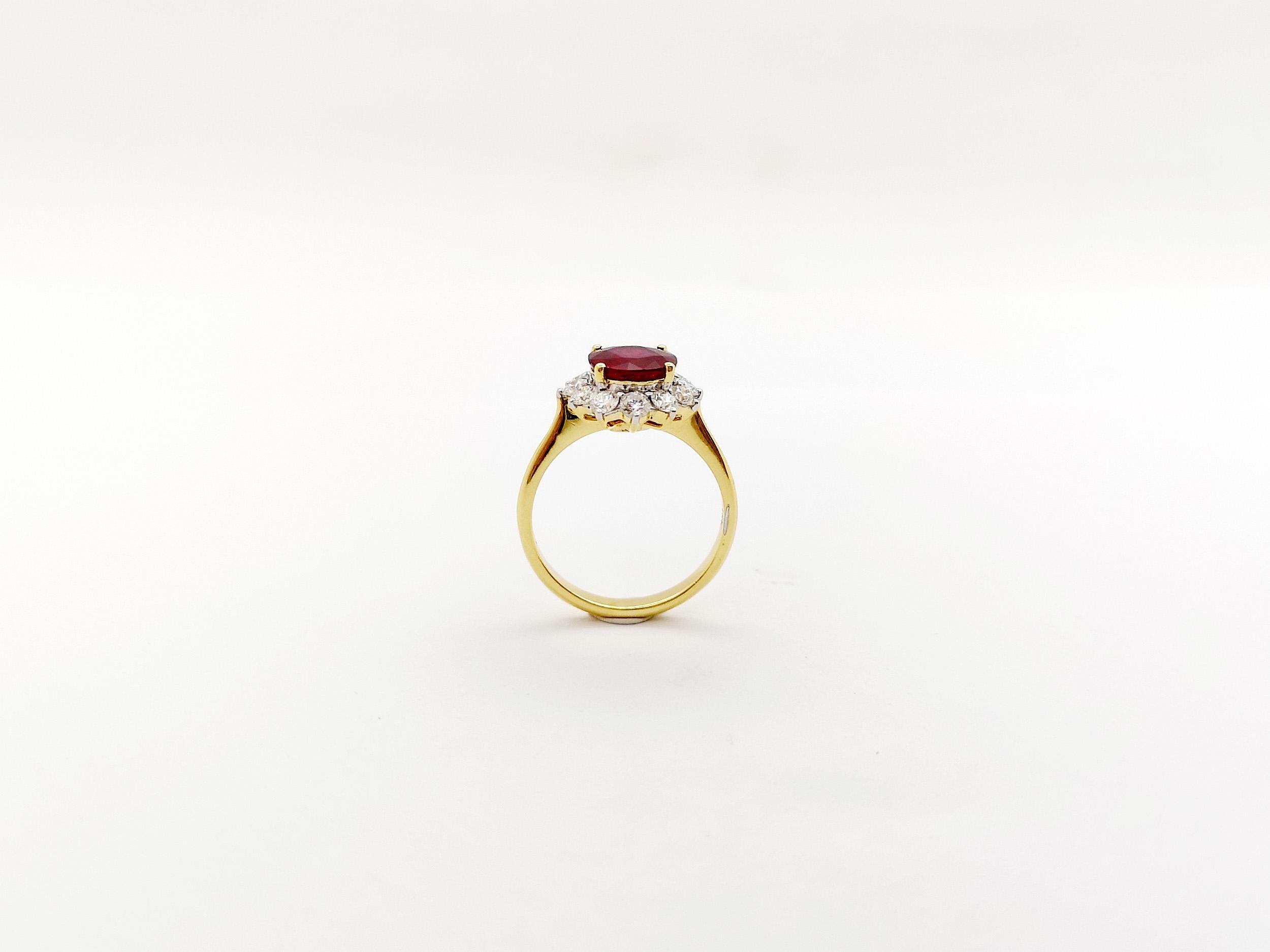 Ruby with Diamond Ring set in 18K Gold Settings For Sale 7